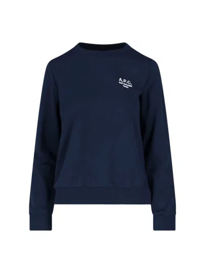 Apc Skye Logo Cotton Sweatshirt In Blue