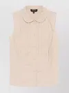 Apc Sleeveless Cotton Shirt With Peter Pan Collar In Neutrals