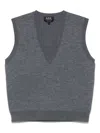 Apc A.p.c. Sleeveless Gilet With Plunging V-neck In Gray