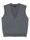 Apc A.p.c. Sleeveless Gilet With Plunging V-neck In Black
