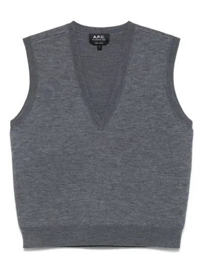 APC SLEEVELESS GILET WITH PLUNGING V-NECK