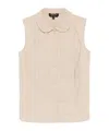 Apc Sleeveless Cotton Shirt With Peter Pan Collar In Nude