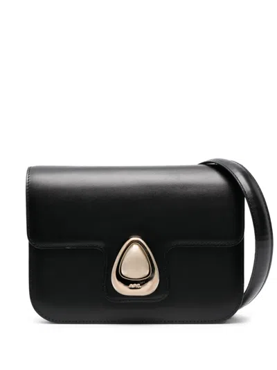 Apc A.p.c. Structured Cowhide Leather Shoulder Bag In Black