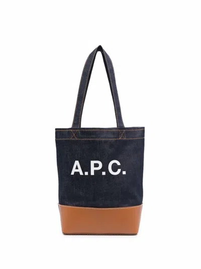 Apc A.p.c. Small Axel Cotton Bag In Blue Brown