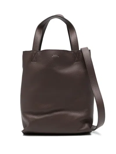 Apc Small Cabas Maiko Leather Tote Bag In Brown