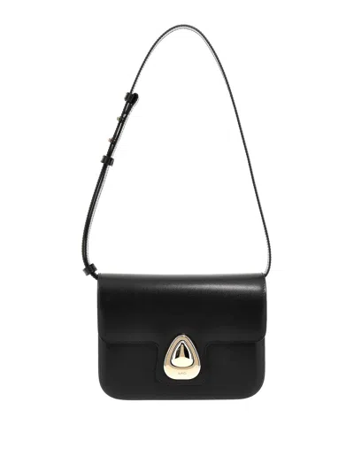 Apc A.p.c. Structured Cowhide Leather Shoulder Bag In Black