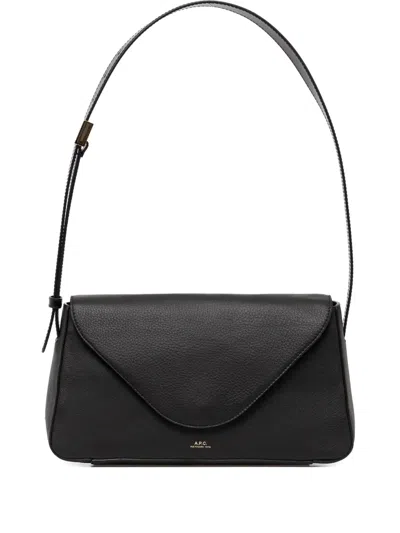 Apc Small Daria Leather Flap Shoulder Bag In Black