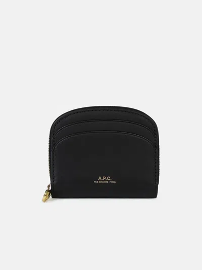 Apc Small 'demi Lune' Black Leather Wallet