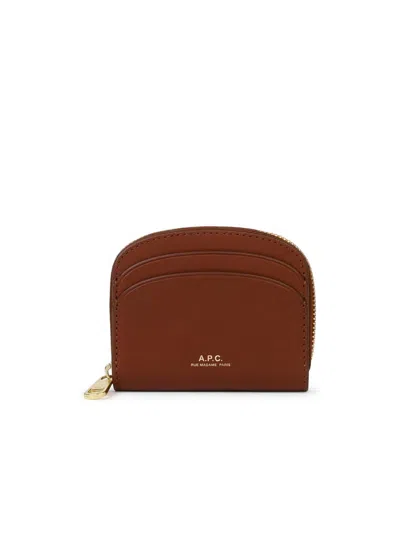 Apc A.p.c. Small 'demi Lune' Brown Leather Wallet