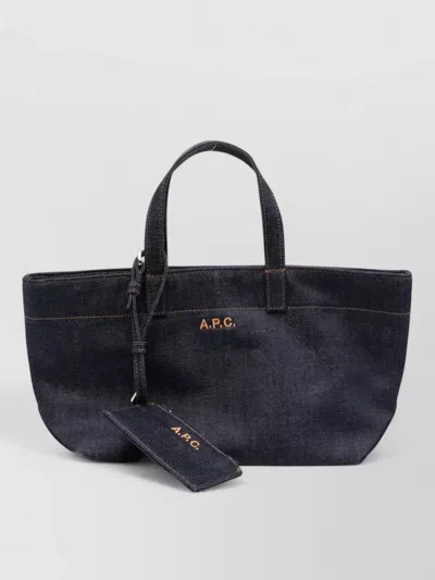 A.p.c. Small Denim Shoulder Bag Dual Handles In Black