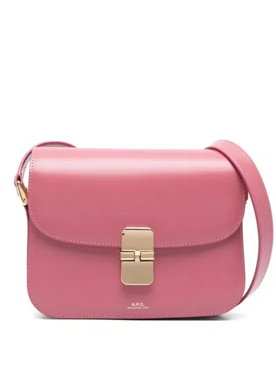 Apc Small Grace Leather Shoulder Bag In Pink & Purple