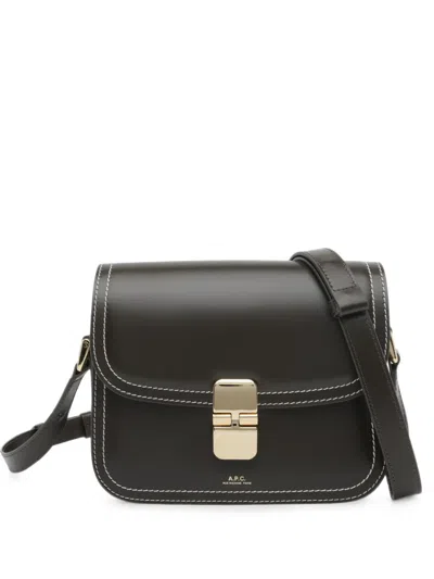 A.p.c. Small Grace Contrast-stitch Shoulder Bag In Black