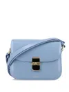 Apc Grace Small Light Blue Shoulder Bag With Flap And Adjustable Shoulder Strap In Leather Woman In Blue