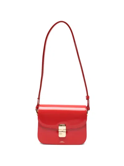 A.p.c. Small Grace Leather Cross Body Bag In Red