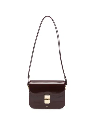 A.p.c. Small Grace Patent-leather Shoulder Bag In Burgundy
