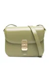 Apc A.p.c. Grace Logo Printed Small Shoulder Bag In Green