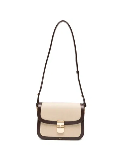 A.p.c. Shoulder Bag Adjustable Strap Gold Tone Hardware In Neutral