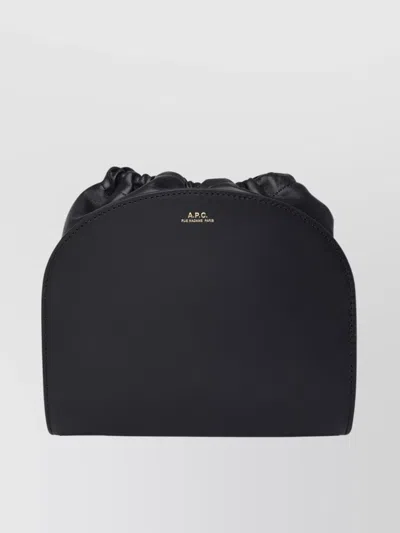 Apc Small Half-moon Leather Bag In Black