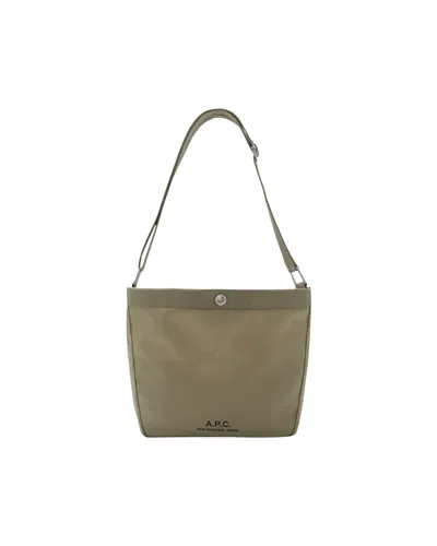 A.p.c. Small Khaki Shoulder Bag With Adjustable Strap In Green