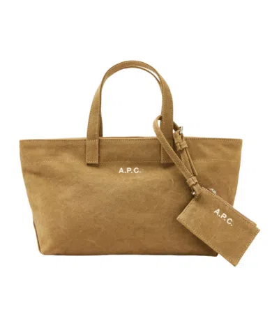 A.p.c. Small Le Drummer Logo-embroidered Canvas Tote Bag In Brown
