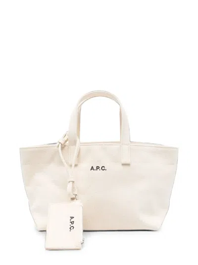 A.p.c. Small Le Drummer Logo-print Tote Bag In Neutral