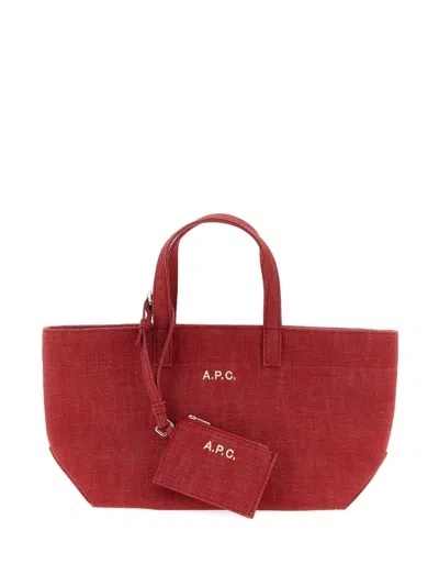 Apc Small Le Drummer Toile Cotton Tote Bag In Red