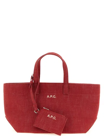 Apc Small Le Drummer Toile Shopping Bag In Red