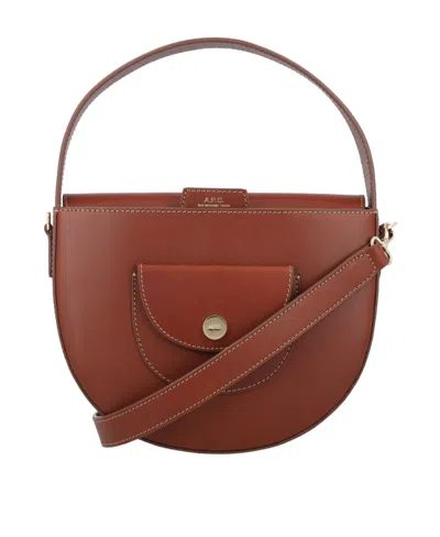 Apc Small Le Pocket Leather Tote Bag In Brown