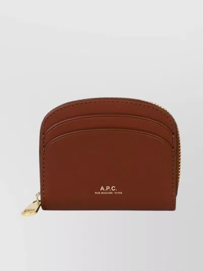 Apc Small Leather Wallet Gold-tone Hardware In Brown