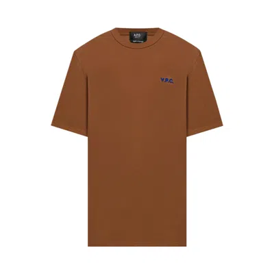 Pre-owned Apc A.p.c. Small Logo Boxy T-shirt 'hazelnut/blue' | Brown | Men's Size Xxl