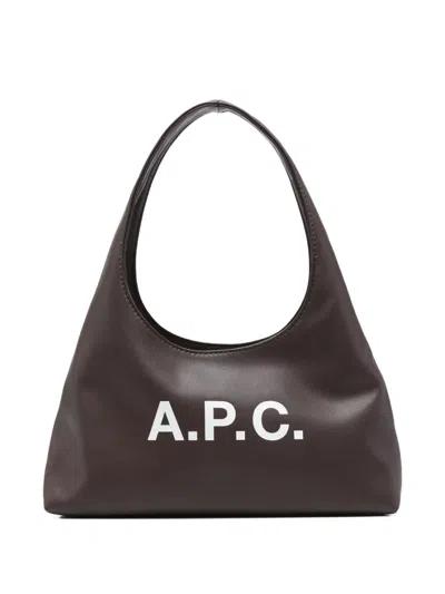 Apc Small Logo-plaque Shoulder Bag In Brown