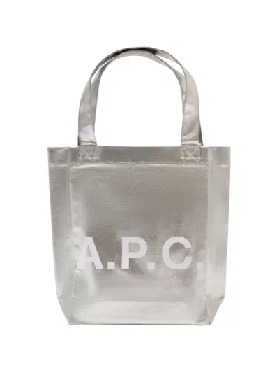 A.p.c. Small Lou Metallic-finish Tote Bag In Silver