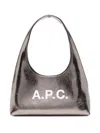 Apc A.p.c. Silver Synthetic Leather Small Ninon Shoulder Bag In Gray