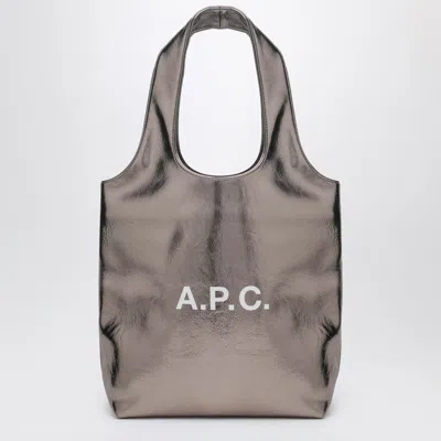 Apc A.p.c. Small Metallic Silver Ninon Tote Bag Women In Gray