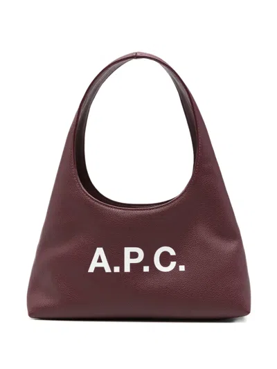 Apc Small Ninon Logo-print Tote Bag In Burgundy