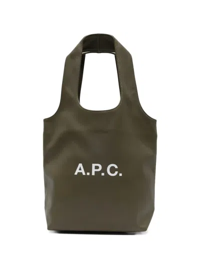 Apc Small Ninon Logo-print Tote Bag In Green