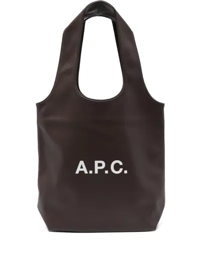 Apc Small Ninon Logo Tote Bag In Brown