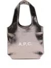 Apc Small Ninon Metallic Logo Tote Bag In Silver