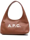 A.p.c. Structured Shoulder Bag With Bold Lettering In Brown