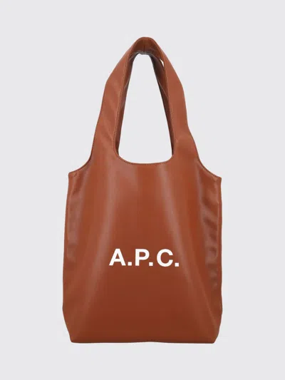 A.p.c. A. P.c. Small Ninon Tote Bag In Recycled Materials With Printed Logo In Brown