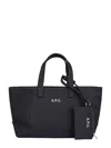 A.p.c. Small Rectangular Tote Bag With Detachable Pouch In Black