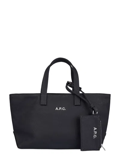 A.p.c. Small Rectangular Tote Bag With Detachable Pouch In Black