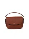 Apc Small Sarah Brown Leather Bag In Brown