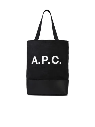 Apc A.p.c. Small 'shopping Axel' Black Cotton Bag