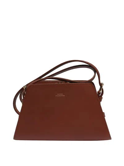 Apc A.p.c. Tetra Logo Detailed Small Shoulder Bag In Brown