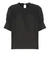 Apc A.p.c. Smocked Bodice Cotton Blouse In Black