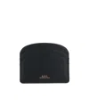 Apc A.p.c. Demi Lune Leather Card Holder In Black