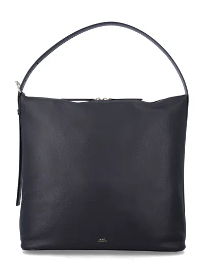 A.p.c. Smooth Leather Maxi Shoulder Bag With Adjustable Strap In Black
