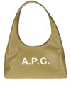 Apc Smooth Structured Shoulder Bag With Bold Logo In Green
