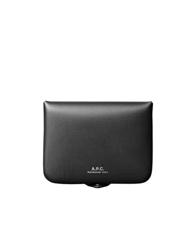 Apc Snap-fastening Leather Wallet In Black